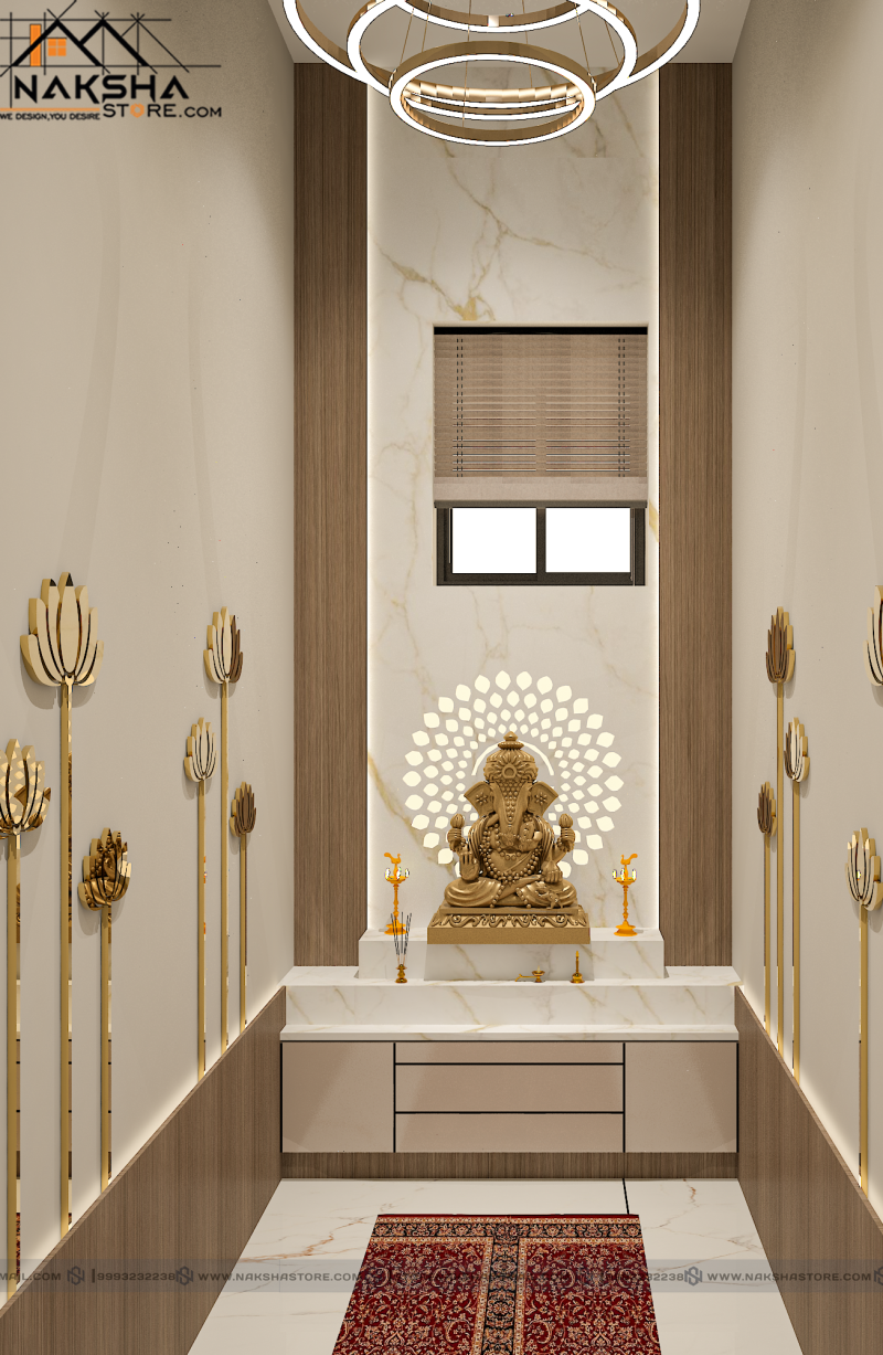 Luxury Pooja Room Interior Design – Modern Mandir Design for Indian Homes